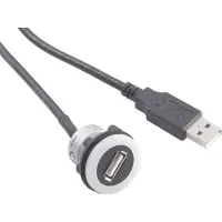 TRU COMPONENTS USB-05-BK USB-inbouwbus 2.0 Bus, inbouw, Stekker USB-bus type A verlicht naar USB-steker type A met 60 cm kabel Inhoud: 1 stuk(s)