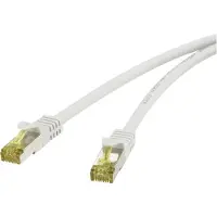Renkforce RF-4149870 RJ45 patchkabel CAT 6a (kabeltype CAT 7) S/FTP, 5.00 meter, grijs, met vergrendelingsbescherming, vlamvertragend, 1 stuk.