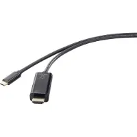 Renkforce USB-C / HDMI-adapterkabel. USB-C-connector, HDMI-A-connector. Lengte: 0,50 meter. Kleur: zwart. Ondersteunt UHD 4K @ 60 Hz. Modelnummer: RF-4531590. USB-C-apparaat