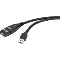 Renkforce USB-kabel, USB 3.2 Gen1, USB-A stekker, USB-A aansluiting, 10,00 meter, zwart, modelnummer RF-4598346