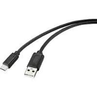 Renkforce USB-kabel, USB 2.0, USB-C connector, USB-A connector, 2.00 meter, zwart, met antimicrobiële coating, modelnummer RF-4695144