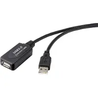 Renkforce USB-kabel, USB 2.0, USB-A stekker, USB-A aansluiting, 5.00 meter, zwart, actieve kabel met signaalversterking, modelnummer RF-4535052