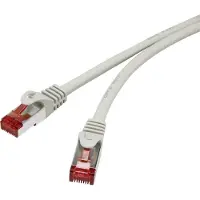 Renkforce RF-4724260 RJ45 patchkabel, CAT 6, S/FTP, 15,00 meter, grijs, met vergrendelingsbescherming, vergulde connectoren, vlamvertragend