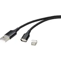 Renkforce RF-4746076 USB-kabel USB 2.0 USB-A stekker, USB-C stekker 1.00 m Zwart Magnetische stekker