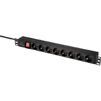 Renkforce RF-4604248, 19-inch netwerkserverkast, stekkenstrip, 1 HE, geaarde stekker met schakelaar, zwart