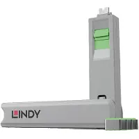 Lindy USB Type C poortblokkeringsset met sleutel en 4 sloten, groen