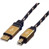 Roline GOLD USB 2.0 kabel, type A-B, verpakt in retail blisterverpakking, 3 meter