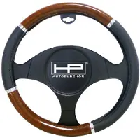 HP Autozubehör Stuurwielhoes (Ø x h) 39 cm x 4 cm Polyurethaan (PU) 3-kleurig, Zwart, Hout, Aluminium 37 - 39 cm