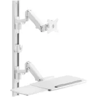 Speaka Professional SP-MM-960 Wandbeugel voor monitor Met toetsenbordlade, Op elkaar 43,2 cm (17) - 109,2 cm (43) Wit In hoogte verstelbaar, Zwenkbaar,
