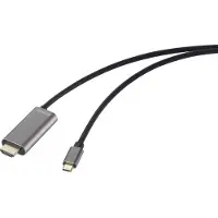 Speaka Professional SP-12876348 HDMI-kabel USB-C / HDMI Adapterkabel USB-C stekker, HDMI-A-stekker, USB-C bus 2.00 m Zwart 4K UHD, Met laadbus,