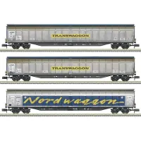 Minitrix 18297 N 3-delige set grote schuiframen van de Transwaggon, MHI