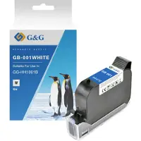 G&G Originele inktcartridge GB-001W, voor etiketteerapparaat MP001, 42 ml waterbestendige inkt, enkele verpakking, wit