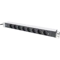 Digitus DN-95401 19 inch Stekkerdoos voor patchkast 1 HE Geaarde contactdoos Incl. 2 metalen houders Zwart