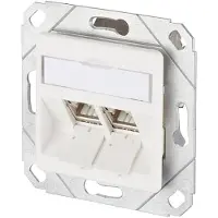 METZ CONNECT 130B12D21102-E Netwerkdoos Inbouw (in muur) Inzet met centraalstuk CAT 6A 2 poorten Zuiver wit
