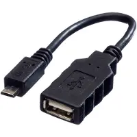 Roline USB 2.0 Kabel, USB A Female - Micro USB B Male, OTG, 0,15 m