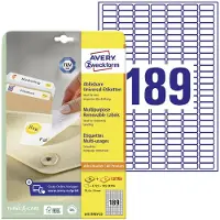 Sans marque Avery Afneembare Etiketten, wit, 25,4 x 10,0 mm, afneembaar