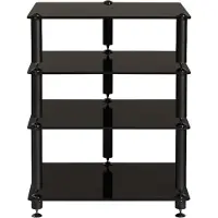 Norstone Bergen 2 - Audiomeubel - 4 glazen planken - Zwart hoogglans