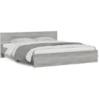 vidaXL Bedframe met hoofdeinde grijs sonoma eikenkleurig 180x200 cm