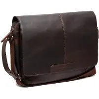 The Chesterfield Brand Richard Laptoptas 15-15.6 inch - Schoudertas - Echt leer - Donkerbruin