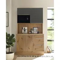 Respekta Goedkope keuken 120 cm - mini keuken met apparatuur Marleen - Eiken/Grijs - Geen kookveld - magnetron - kleine keuken - compacte keuken - keukenblok met apparatuur