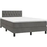 vidaXL Boxspring met matras fluweel donkergrijs 120x190 cm