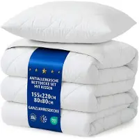 Amazinggirl Dekbed zonder overtrek 220 x 155 cm - all-season Gewatteerd en Microvezel dekbedden naar bed Set: Dekbed 160 x 220 cm met kussen 80 x 80 cm Oeko-Tex