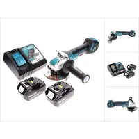 Makita DGA 519 RG accu haakse slijper 18 V 125 mm Brushless X-Lock + 2x accu 6.0 Ah + lader
