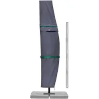 Salcar Zweefparasol/parasolhoes met staaf, afdekhoes voor tuinscherm met ventilatieopeningen, afdekking voor zwengelparasol/balkonscherm, 100% polyester, waterdicht, donkergrijs