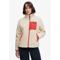 Superdry Fleece jas 'HERITAGE' beige / rood