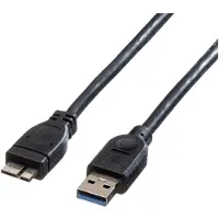 Roline USB 3.2 Gen 1 kabel, Type A naar Micro-A, zwart, 0,8 meter