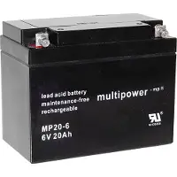 Multipower MP20-6 Loodaccu 6 V 20 Ah Loodvlies (AGM) (b x h x d) 157 x 125 x 83 mm M5-schroefaansluiting Onderhoudsvrij, Geringe zelfontlading