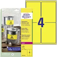 Avery weerbestendige etiketten, ft 99,1 x 139 mm, geel, pak van 80 etiketten