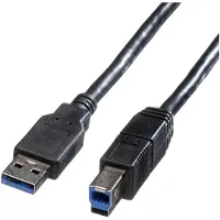 Roline USB 3.2 Gen 1 kabel, type A-B, zwart, 0,8 m