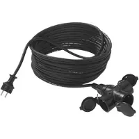 Bachmann Verleng kabel 3G1,5mm² zwart,1m,3x, H07RN-F rubber/neopreen 3-voudig, zwart, 10 m