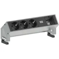 Bachmann DESK2 3x geaard stopcontact 1x ABD GST18 Inox