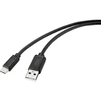 Renkforce USB-kabel, USB 2.0, USB-C connector, USB-A connector, 1.00 meter, zwart, met antimicrobiële coating, modelnummer RF-4699378