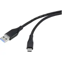 Renkforce USB-kabel, USB 3.2 Gen1, USB-A stekker, USB-C stekker, 2,00 meter, zwart, PVC-omhulsel, zeer flexibel, modelnummer RF-4995176