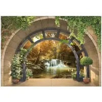 WALLARENA - Fotobehang - 350x250 cm - 3D fototapet met waterval voor slaapkamer en woonkamer, vliesbehang