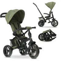 Deryan Explorer Driewieler - Duwstang - Opvouwbaar met mandje - Groen