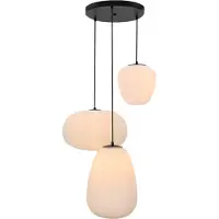 Olucia - DAVIDE - Hanglamp - Wit / Zwart - 3L - Vorm: Rond