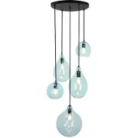 Olucia - CEES - Hanglamp - Blauw / Zwart - 5L - Vorm: Ovaal