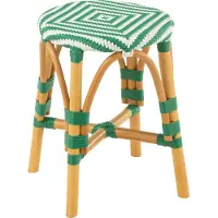 J-Line Stool rattan dark green/white small