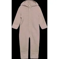 Huttelihut - Baby's Pram Suit Bear Ears Wool Fleece - Overall 92, beige