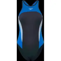 Speedo High Neck Splice Cross Back Swimsuit Blauw UK 40 Vrouw