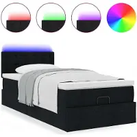 vidaXL Bed poef met matras en LED's 80x200 cm stof zwart