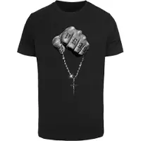 Mister tee Shirt 'Faith Meets Strength' grijs / lichtgrijs / zwart / wit