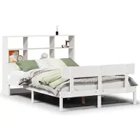 vidaXL Bed met boekenkast zonder matras grenenhout wit 160x200 cm