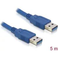 DeLOCK 82537 USB-kabel USB 3.2 Gen1 USB-A stekker, USB-A stekker 5.00 m Blauw Vergulde steekcontacten