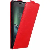 Cadorabo Flip als onzichtbaar deksel (Motorola Moto G4 Play), Smartphonehoes, Rood