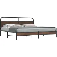 vidaXL Bedframe zonder matras metaal bruin eikenkleurig 200x200 cm